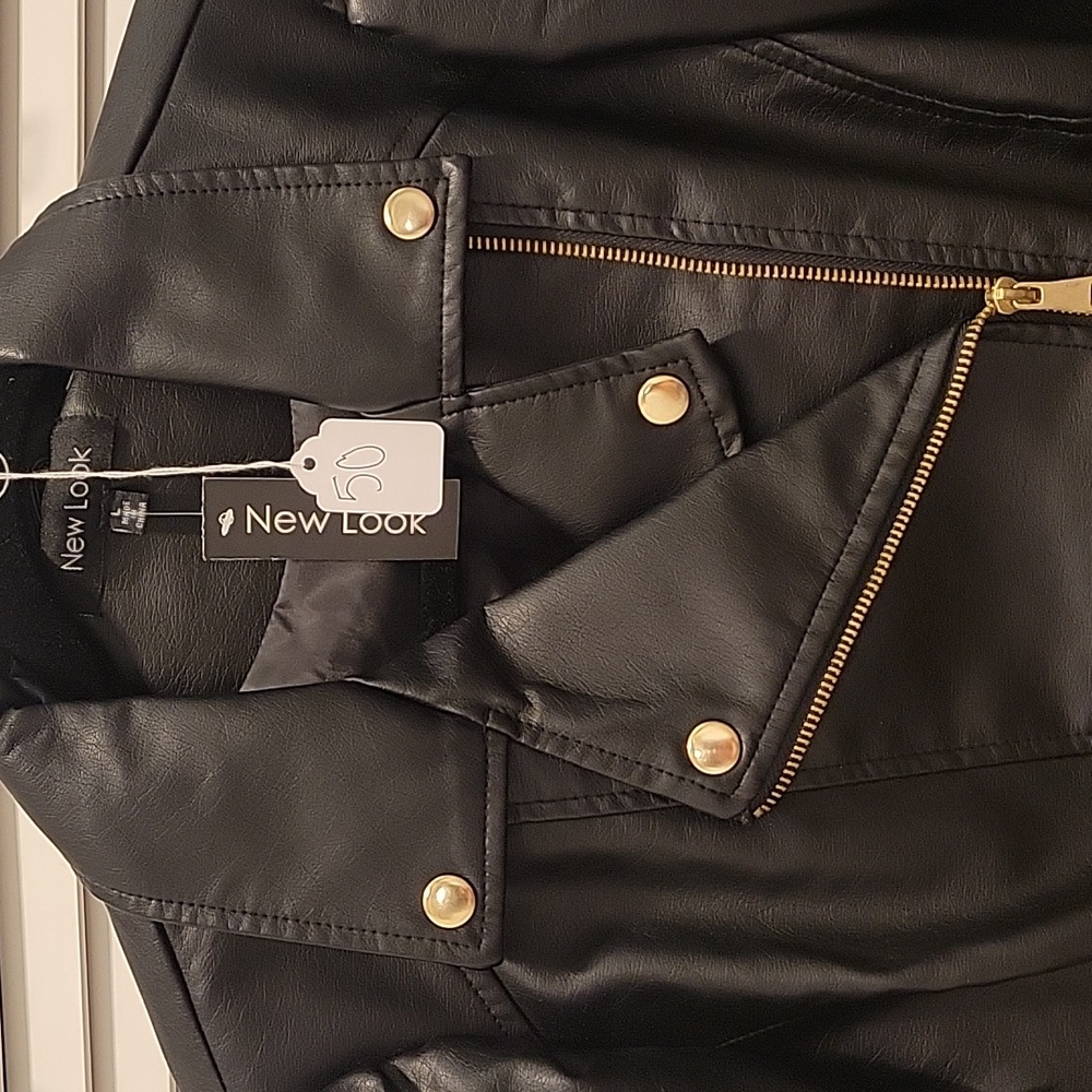 NWT New Look Black Leather Jacket - Picture 2 of 8